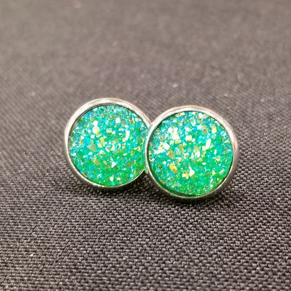 12mm Round Druzy Earrings